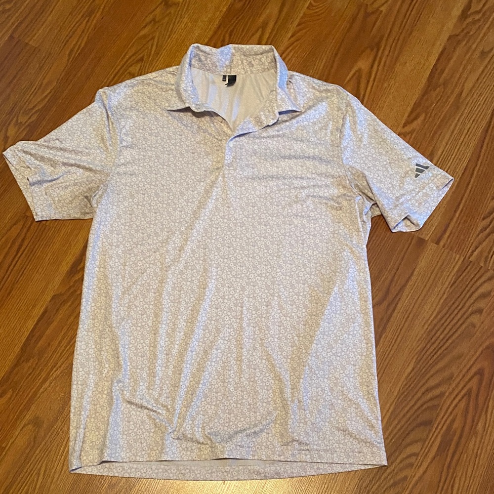 adidas White Patterned Polo Shirt